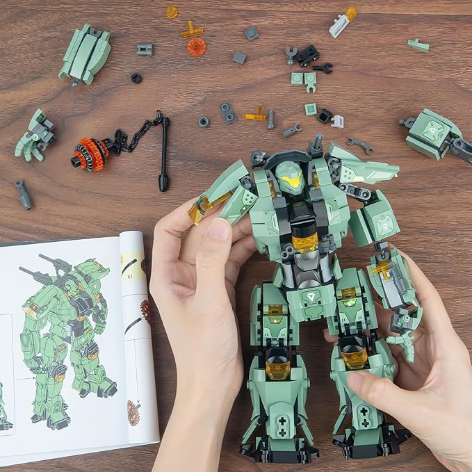 Transforming Mech Robot Building Blocks Set,Destroy Warrior City Action Mech Model Building Kit