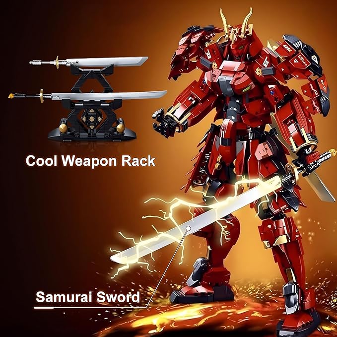 Samurai Mech Warrior Model Building Sets, Double Swords Robot Building Blocks Toy Set (923 PCS)