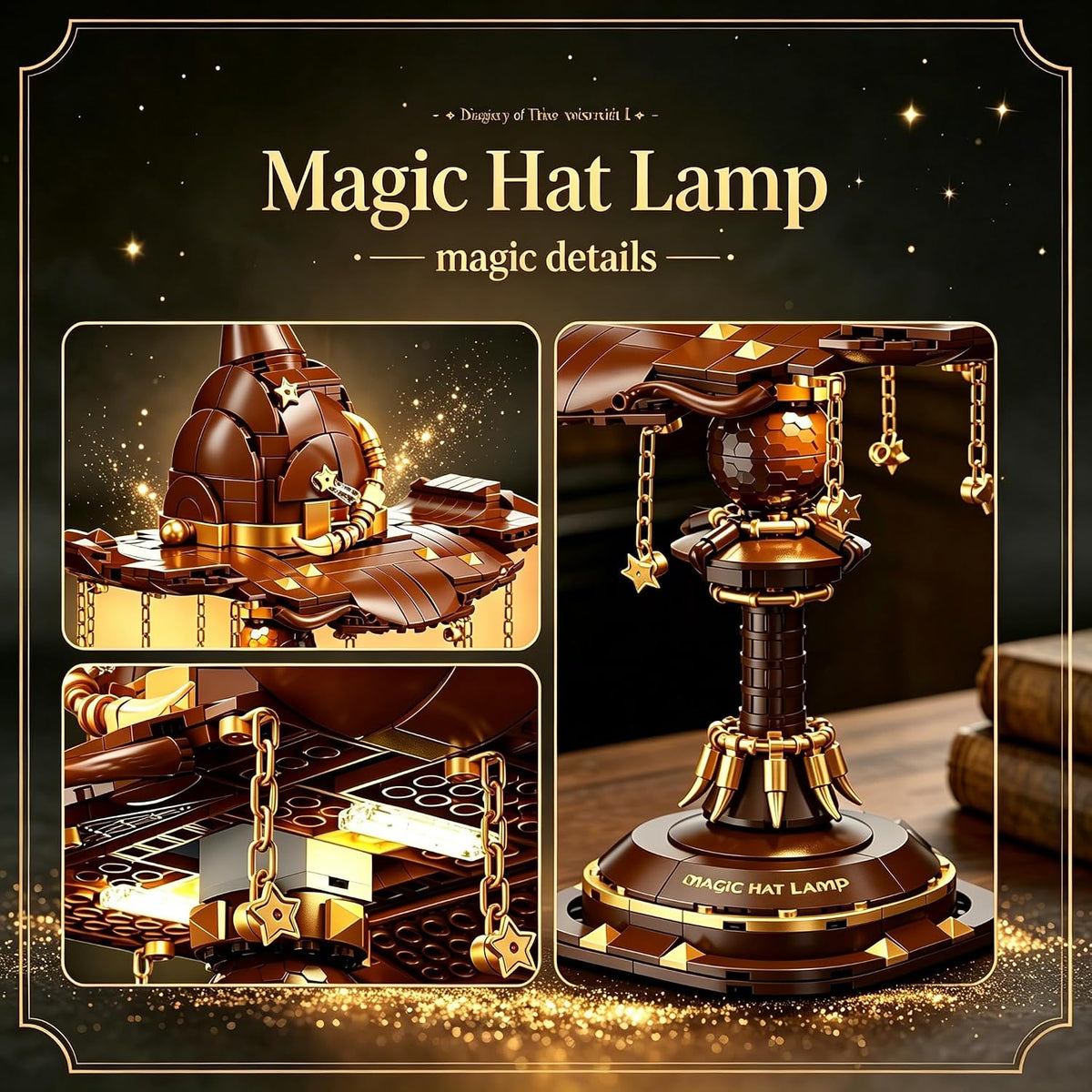 Magic Hat Lamp Building Set, MOC Light-Up Desk Decor Retro Lamp Sets, Creative Gifts Toys for Movie Fans Adults & Teens